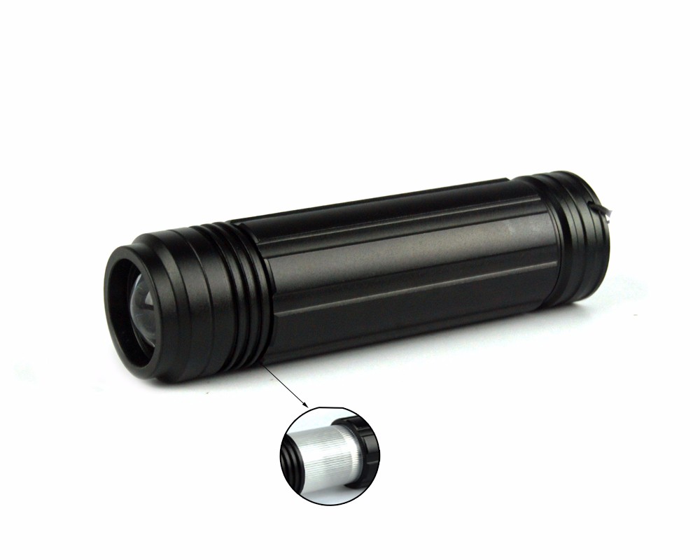 high-quality Black LED Flashlight 3 Modes Zoomable LED Torch